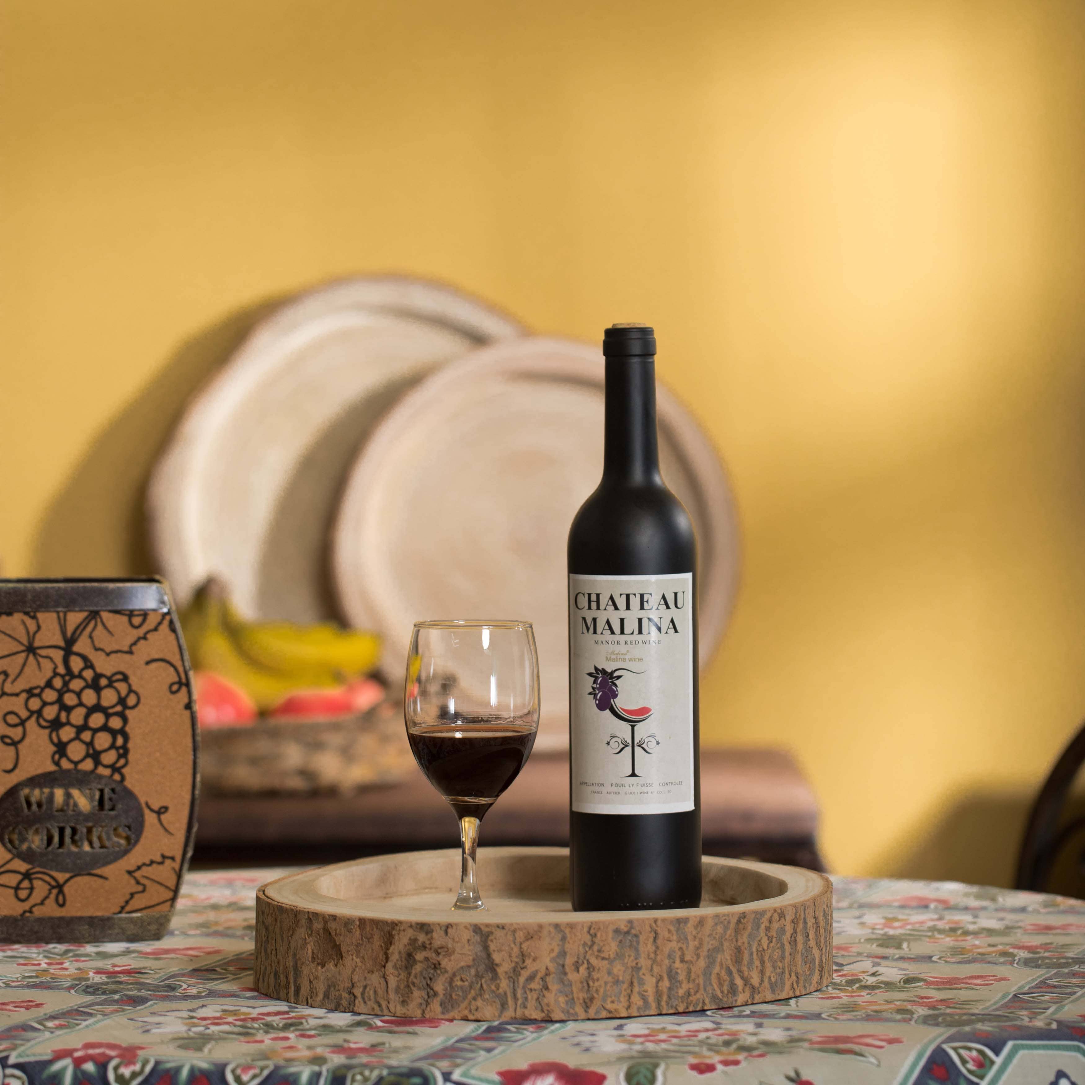 Quickway Imports – Großhandel Serviertabletts – Holz-Servierplatte mit Baumrindenoptik, rund, verschiedene Größen1