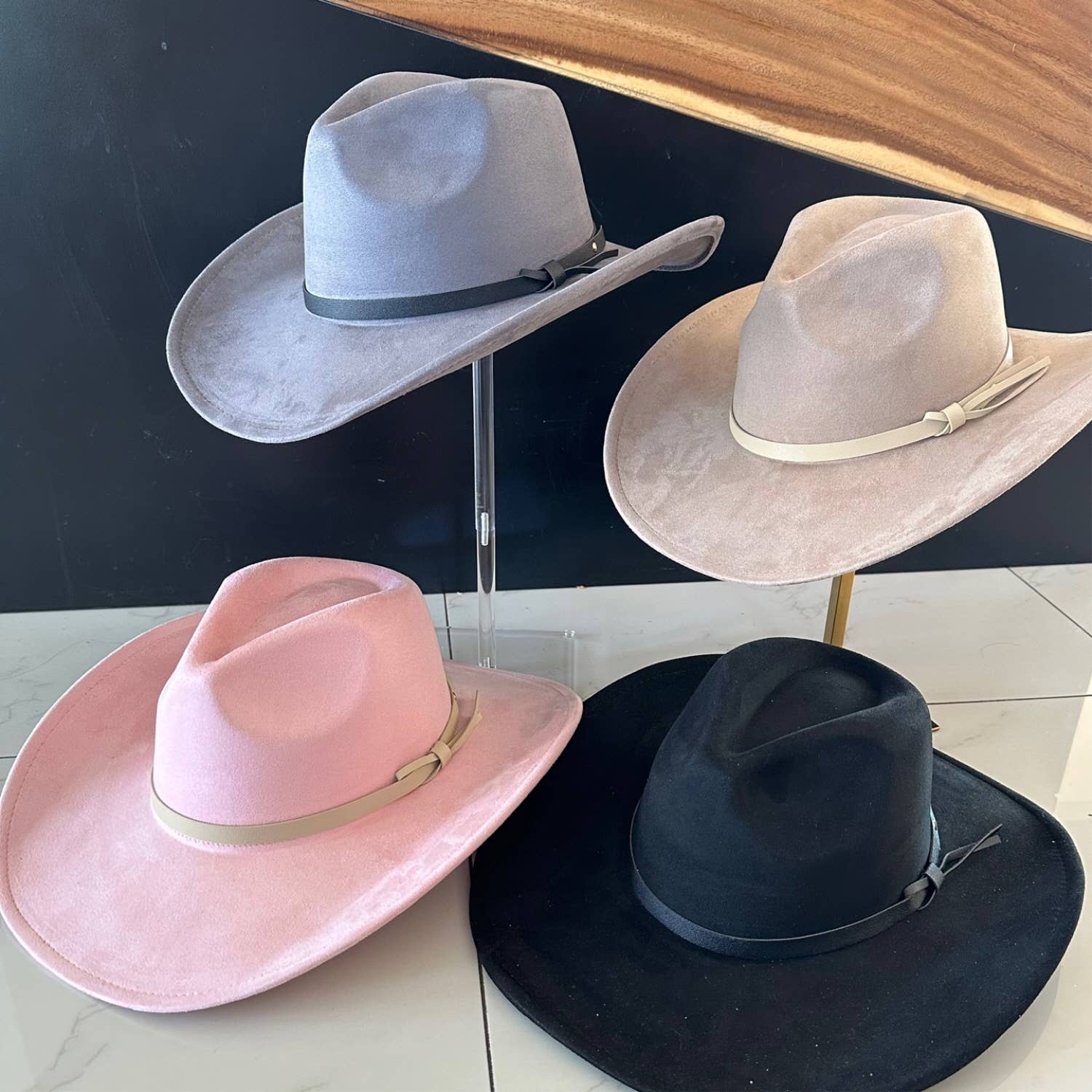 One and Only Accessories - Wholesale Cowboy Hat - Women's - Best sller Fashion Vegan suede cattleman cowboy hat  (Copy)8