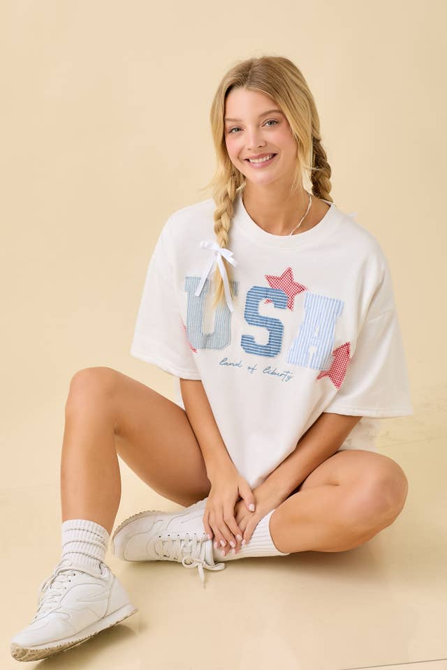 Main Strip - Wholesale Tank Top - Women's - USA Patchwork Oversized Boxy Shirt