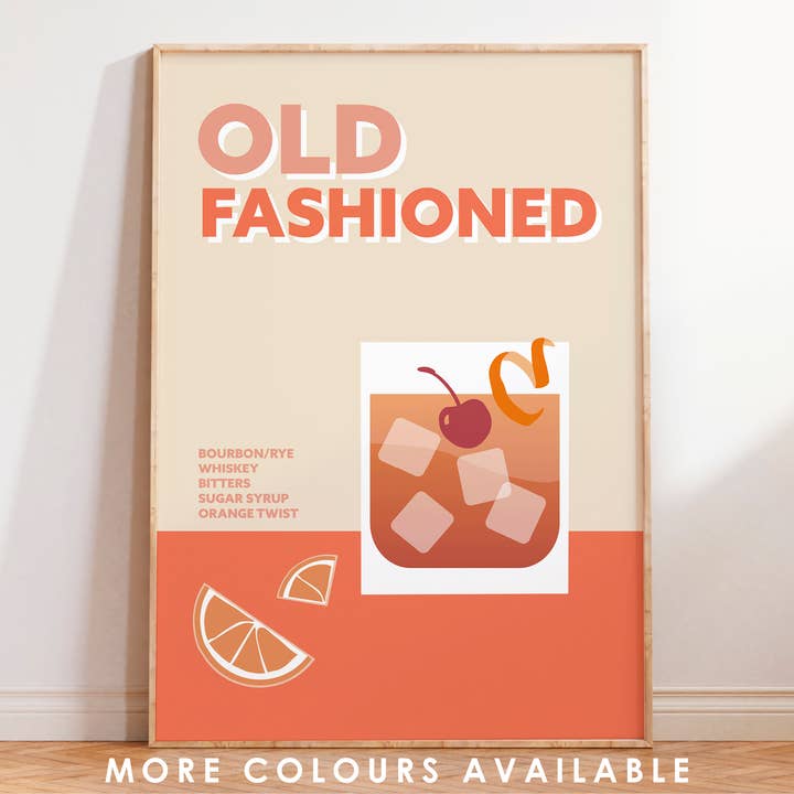 Estampa de coquetel à moda antiga por atacado de Peach and Home