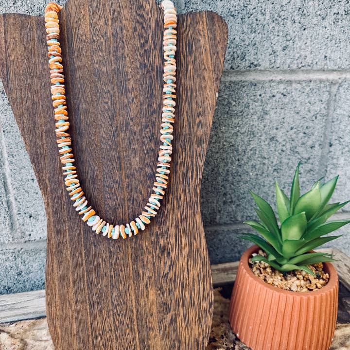 Wild Hancock Creations - Wholesale Beaded/Pearl Necklace - Orange Spiny Oyster Necklace/Genuine Turquoise Necklace1