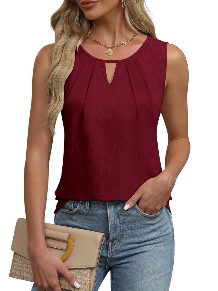 Suhkasana - Wholesale Blouse - Women's - Women's Sleeveless Round Neck Top – Casual Summer Tank Blouse23