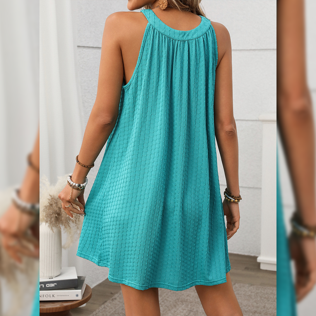 UNISHE - Wholesale Jurk - Dames - Effen Kleur Ronde Hals Halter Losse Mouwloze Jurk MD1823