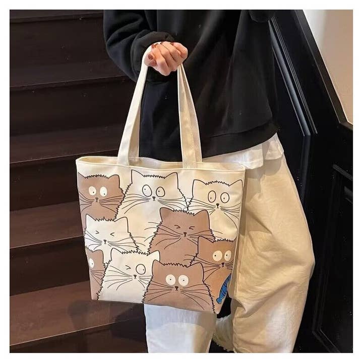 UZ Wholesale Store – wholesale Tote bag – Women's – Large Capacity Canvas Shoulder Bag With Cute Cartoon Print1