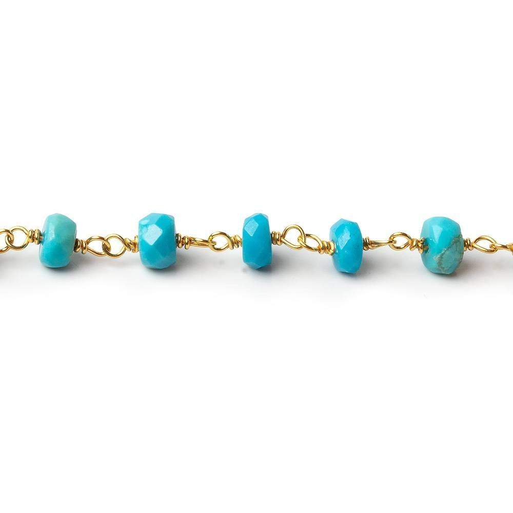 Beads of Cambay - Wholesale Craft Supplies - 4mm Sleeping Beauty Turquoise rondelle Vermeil Chain by the foot 39 beads1