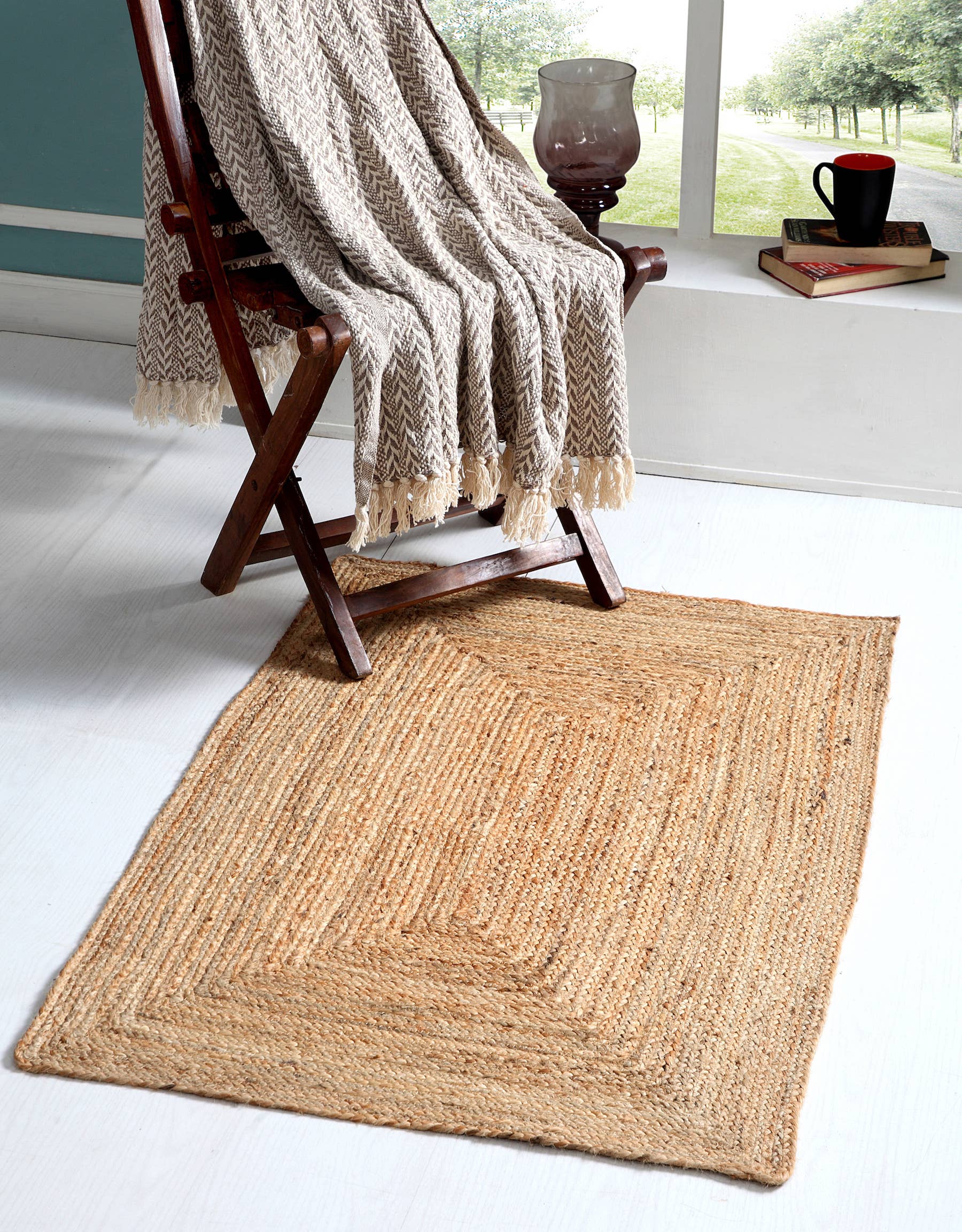 Second Nature Online - Vente Tapis - Tapis rustique DHAKA tissé à la main avec poils plats en jute indien en fibres naturelles, taille L, taille M, petit et revêtement de sol neutre8