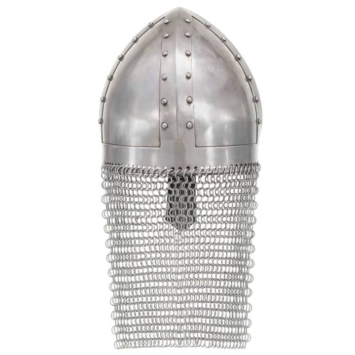 Arts King - Venta al por mayor Disfraz - Unisex - Casco de caballero cruzado réplica antigua LARP plata acero