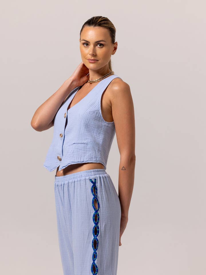 GILET VEST - Baby Blue for wholesale by Aanoukis Swimwear