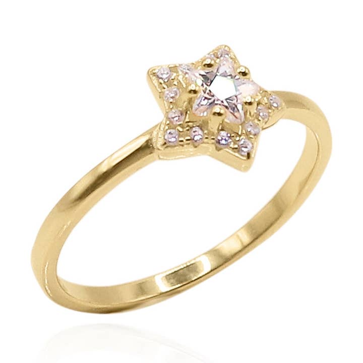 Essie Star Ring | 18K verguld voor wholesale door LUNA CHARLES EMRA LTD