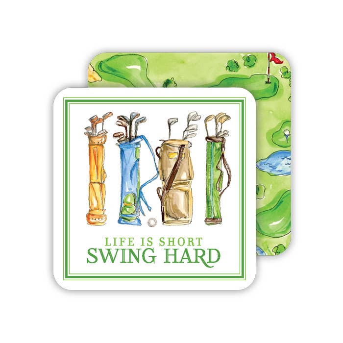 RosanneBeck Collections - Wholesale Coasters - Vintage Golf Bags Life is short swing Square Coasters