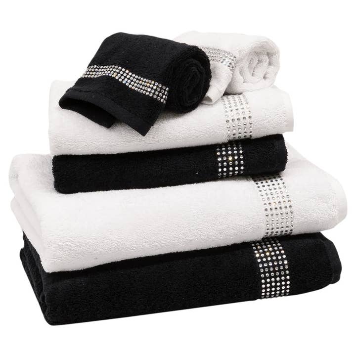 Stripe 3-Piece Rhinestone Towel Set for wholesale by Sparkles Home
