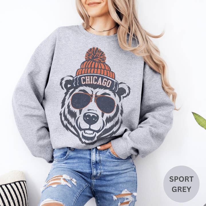 Hello Team Spirit - Wholesale Graphic Sweatshirt - Women's - Chicago Beanie Crewneck Sweatshirt4