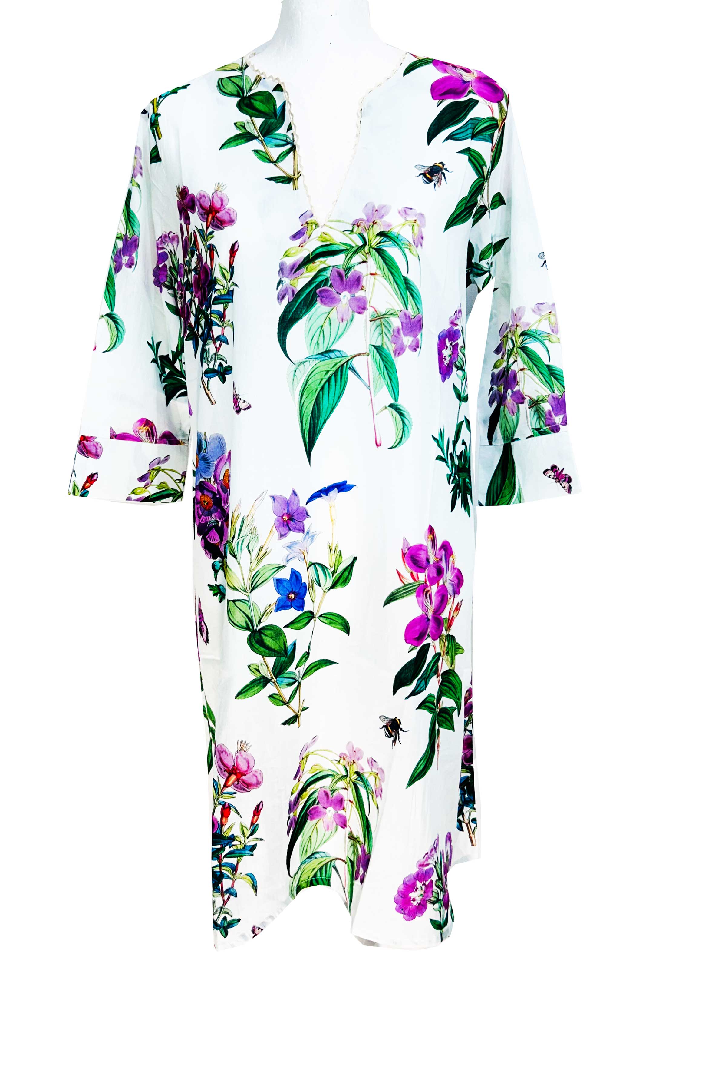 Rosehip Design - Vendita all'ingrosso Camicia da notte da donna - Camicia da notte Mavis in voile di cotone con stampa floreale vivace1