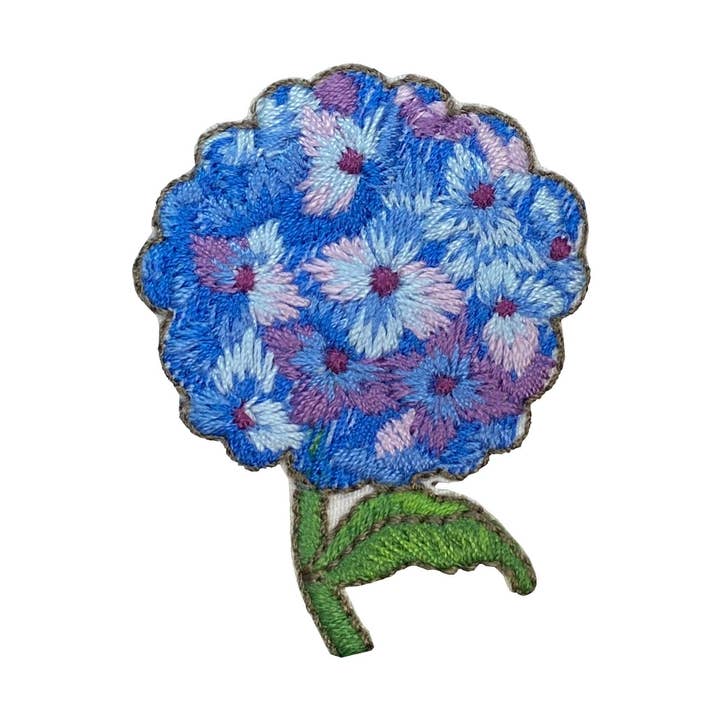 Blue Hydrangea Flowers Embroidered Iron on Patch for wholesale by Wholesale Applique