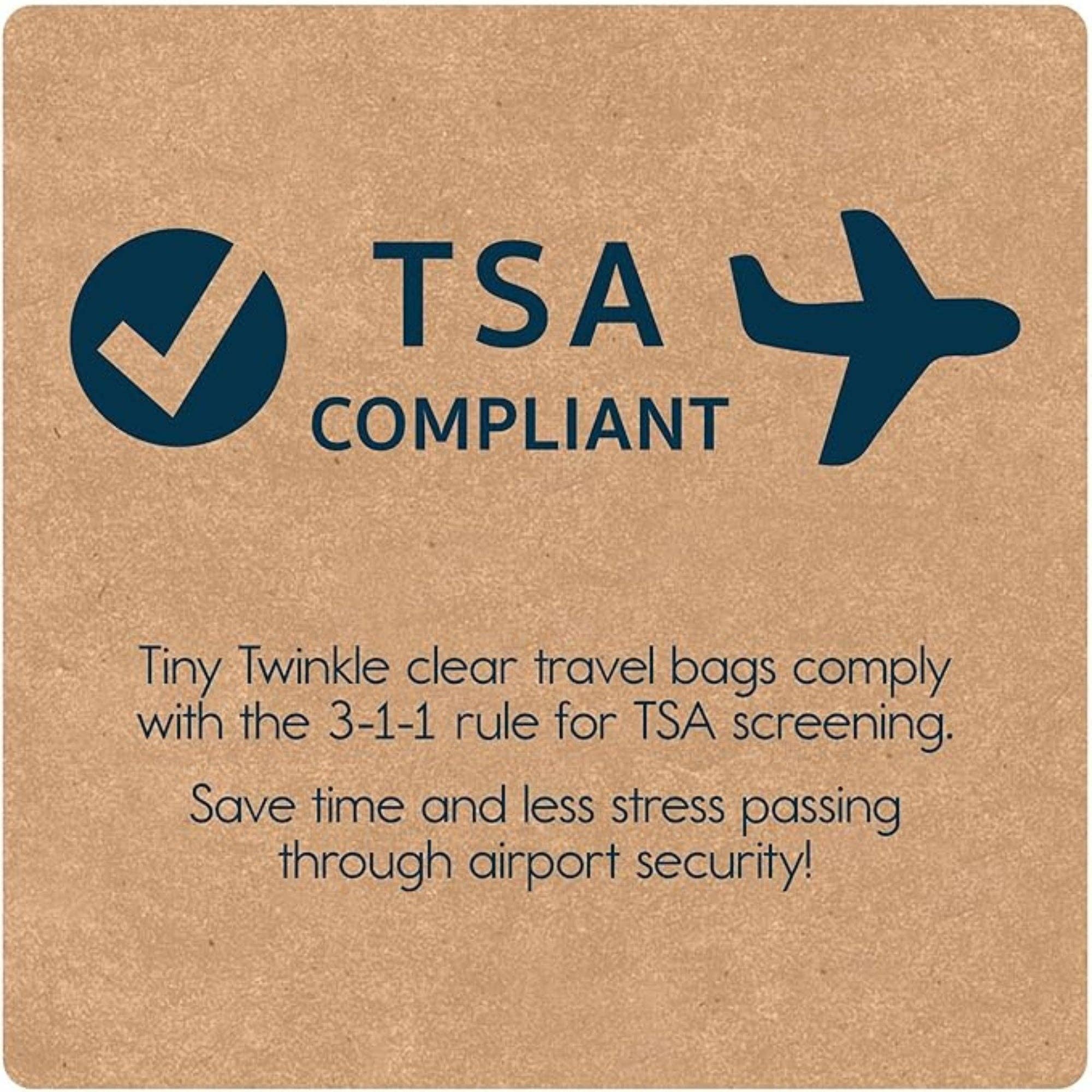 Tiny Twinkle - Wholesale Travel set - Tiny Twinkle - Clear Travel Bags - 3 Pack Sets - Beige Checkers (MSKU:ZT3-96)3