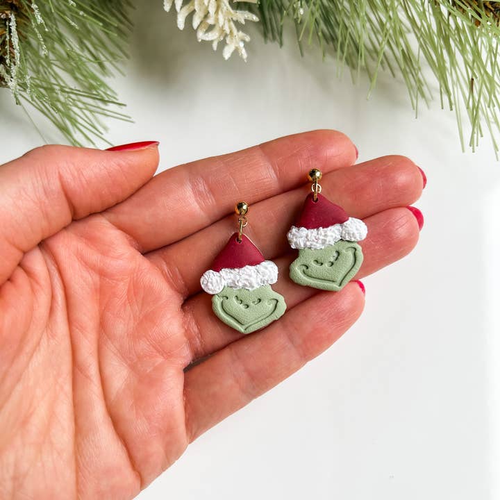 Mellow Dove Designs - Wholesale Dangle Earrings - Grinch Dangle Earrings | Boho Christmas Earrings1