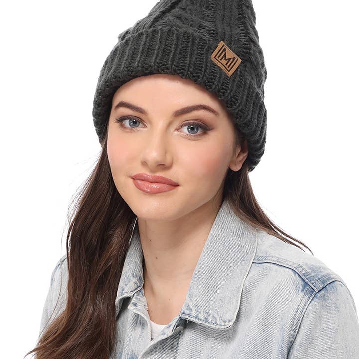 Fashion City - Wholesale Beanie - Women's - Winter Cable Knit Beanie Hat with Fleece Lining13