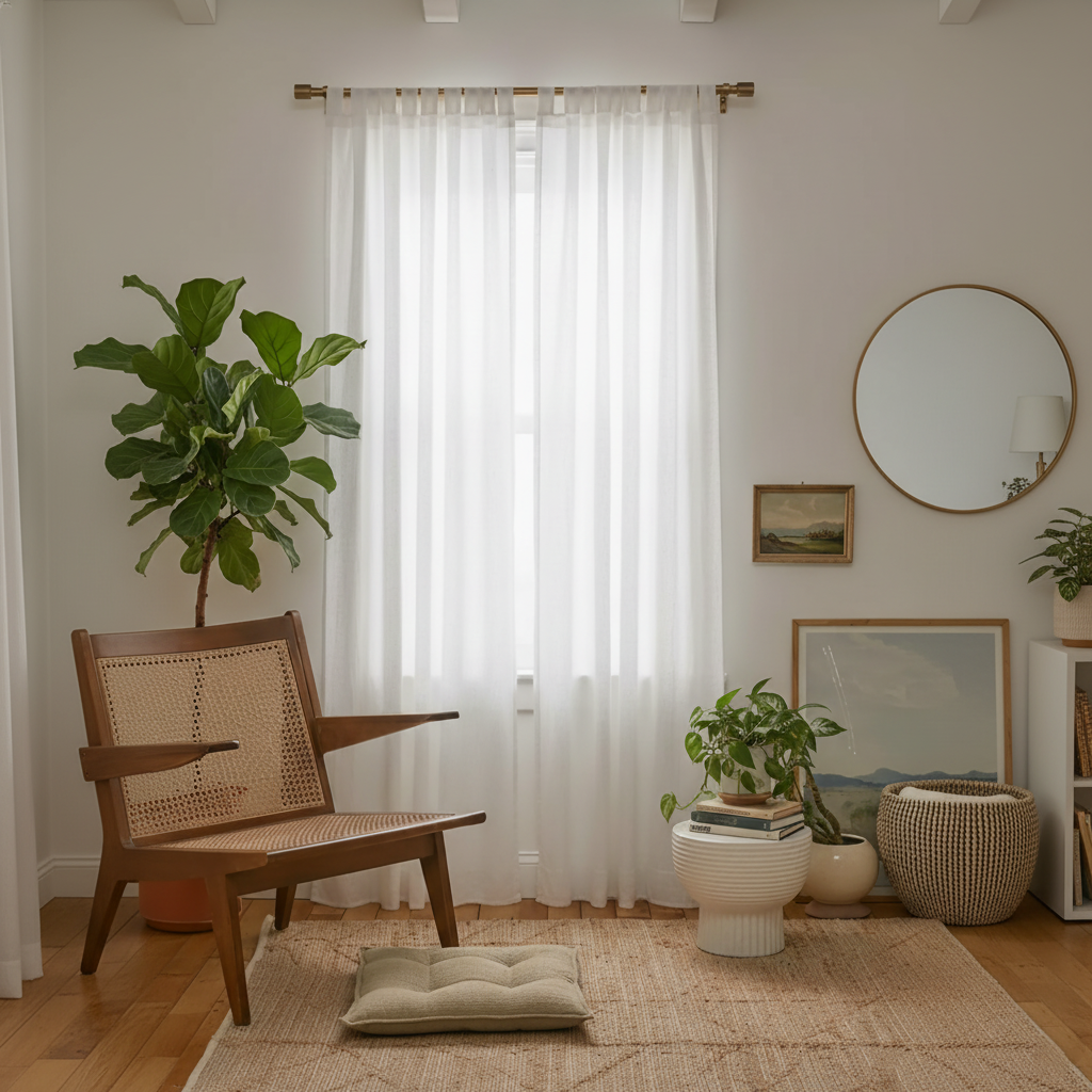 Q VITA - Wholesale Curtain - 20% French Linen 80% TENCEL Curtain/Drape (2 pcs) - Semi Sheer1