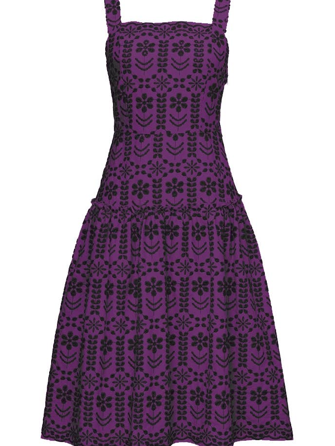 Chic Star Eyelet Broderikjole I Lilla 080924 for engroshandel hos CHIC STAR