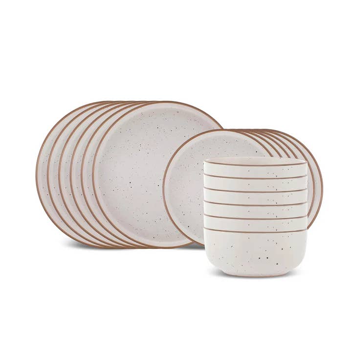 Dot 18-Piece Stoneware Dinner Set for 6 People for wholesale by Neutra Kitchen UK