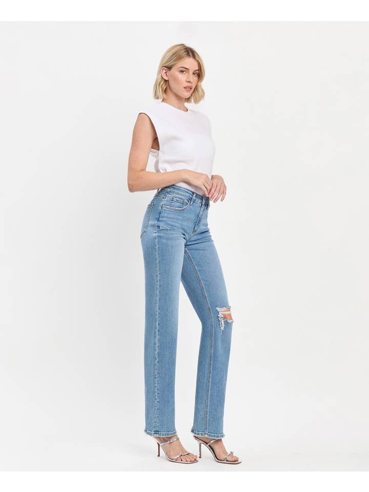 TRILLIUM HIGH RISE FULL LENGTH SLIM WIDE JEANS LV1492 for wholesale on Faire
