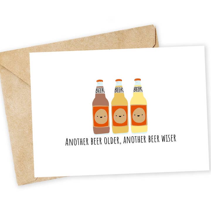 Chewy Lemon Studio - Wholesale Birthday Card - Funny Beer Birthday Card: Handmade Pun Greeting Card