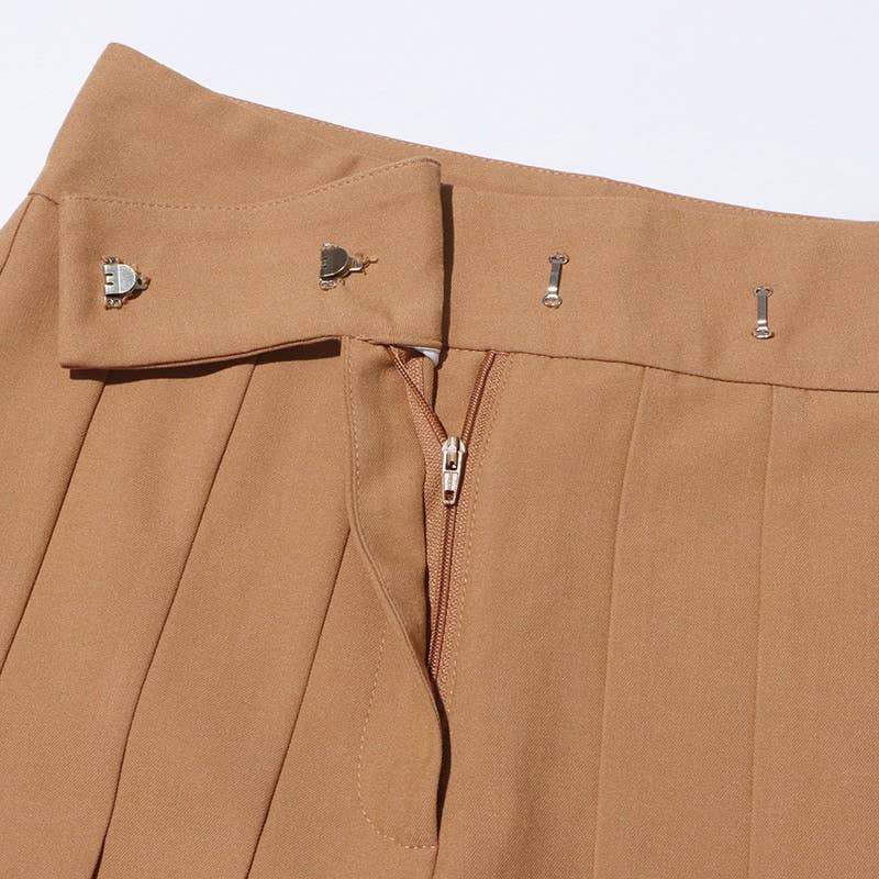 Khaki PT019 High-Waist Pleated Wide-Leg Pants - Summer Chic for wholesale on Faire10
