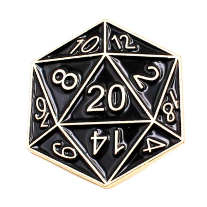 Pin D20 negro para venta al por mayor de Mystery Dice Goblin