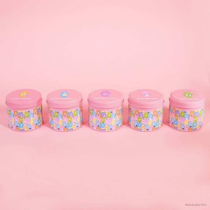Flamingo Candles - Wholesale Travel Candles - Care Bears x Flamingo Candles Fuzzy Wuzzy Cheer Bear Tin Candle