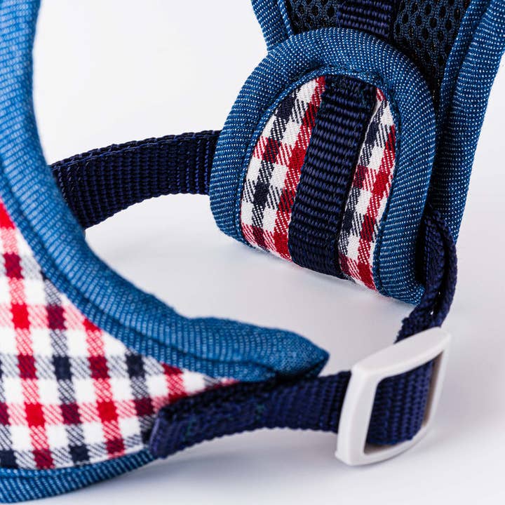 Hugo & Hudson - Wholesale Pet Harness - Dog - Fabric Dog Harness - Checked Navy and Red3