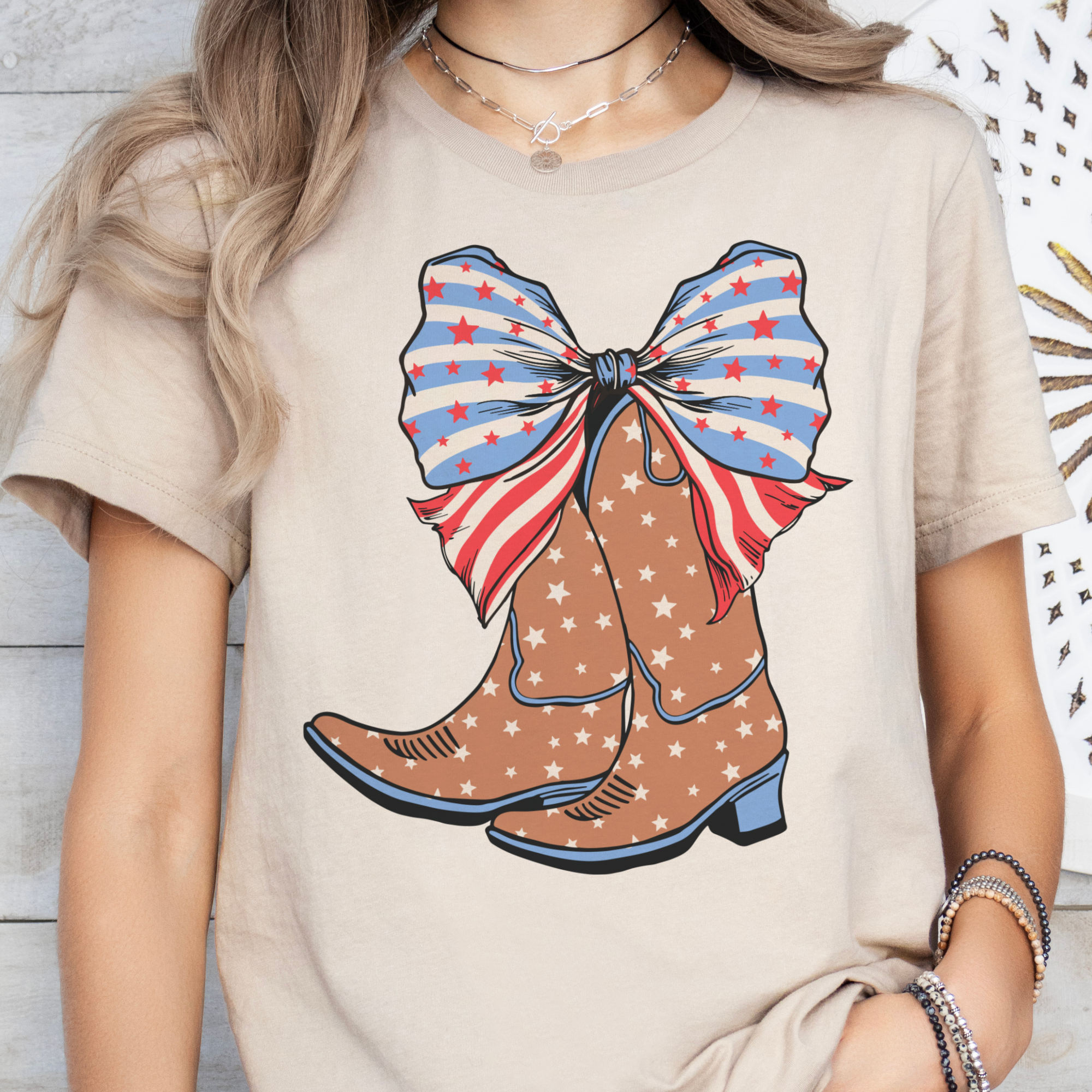 Par.tees by Party On! - Wholesale Screen Printed T-Shirt - Women's - USA Cowboy Boots Patriotic Country Western boho Graphic Tee3
