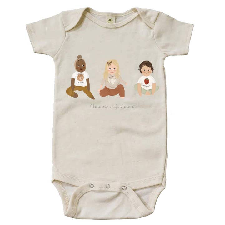 "House Of Luna" Logo Short Sleeve Organic Bodysuit for wholesale by House Of Luna