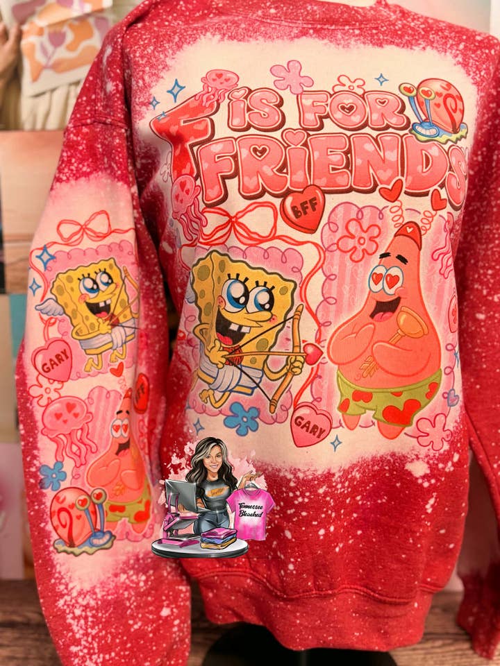 Spongebob | Valentine | Bleached Sweatshirt for wholesale by Tennessee Bleached