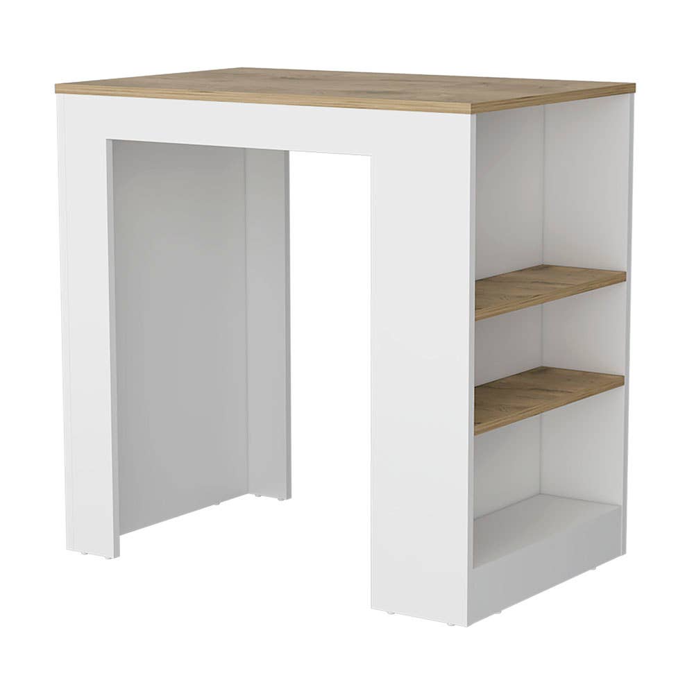 TUHOME FURNITURE – Organizador/armazenamento de cozinha por atacado – Portree Kitchen Island com prateleiras de 3 lados0