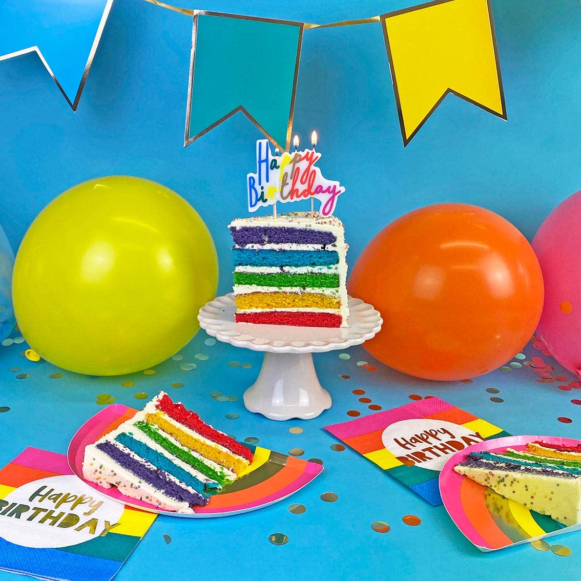 Talking Tables USA - Wholesale Disposable Napkin - Rainbow Happy Birthday Napkins | Birthday Party |2