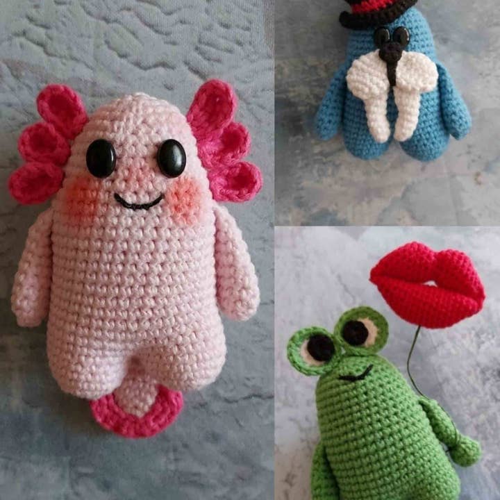 Cute Crochet Animals, Crochet Frog, Seal And Axolotl for wholesale by Anh2 LTD