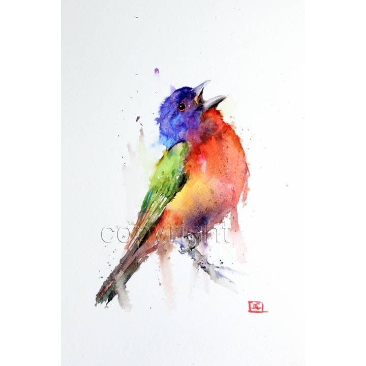 The Art of Dean Crouser Greeting Cards & Stickers - Wholesale Everyday Greeting Card - 5 x 7" Greeting Card 'PAINTED BUNTING'