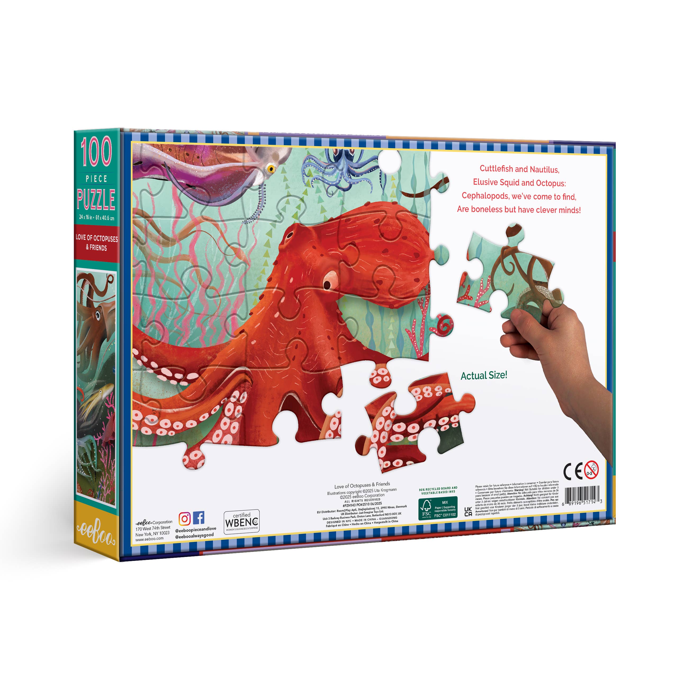 eeBoo - Wholesale Puzzle - Adult - Love of Octopuses & Friends 100 Piece Puzzle1