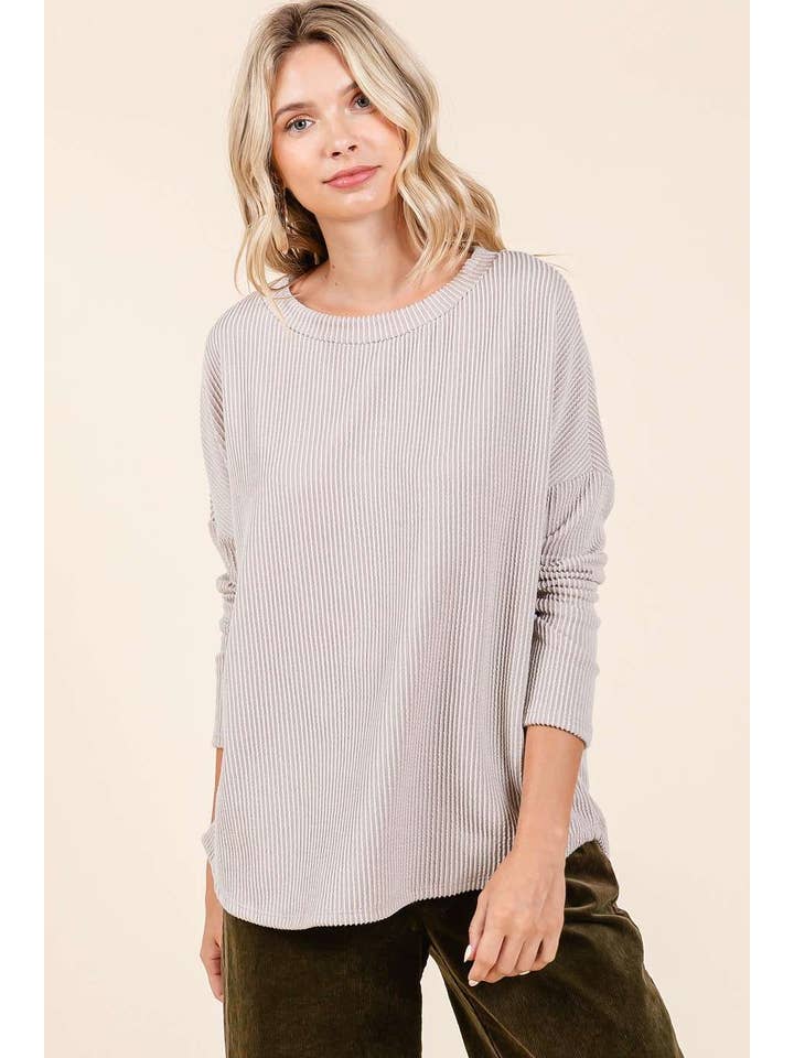 mittoshop - Wholesale Tunic - Women's - URBAN RIB KNIT LONG SLEEVE RELAXED FIT TOP11