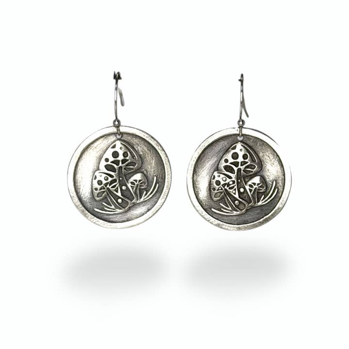Mushroom Earrings - Heritage Impression Series for wholesale by Silver Borders