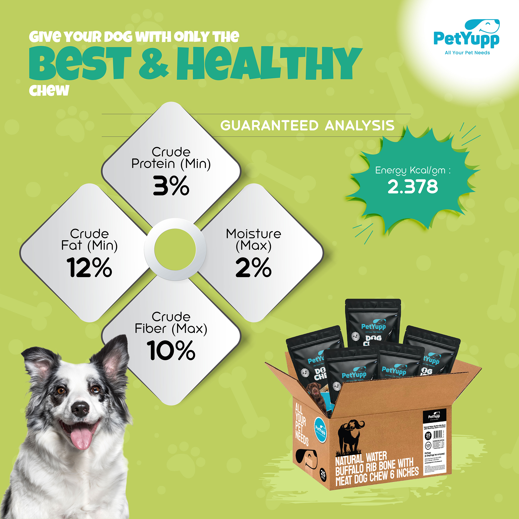 PetYupp - Wholesale Pet Treats - Dog - Bulk Dog Treats - Rib Bone with Meat ( 6″ )  - Pack of 25 5