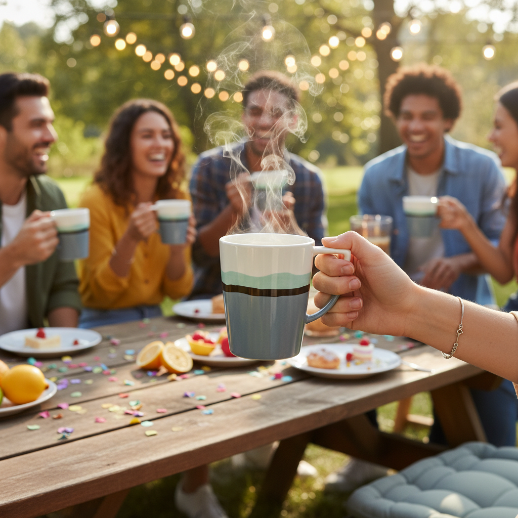 Kadra Kitchenware - Wholesale Coffee Mug - Vikko - Wave Green/Blue, Fine Porcelain, Mug, 12 oz2