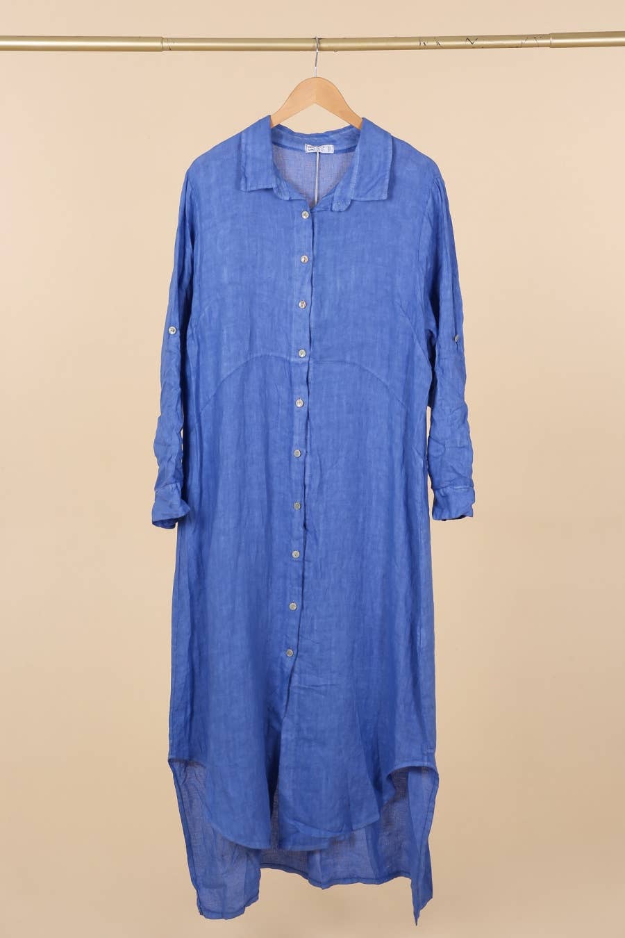 la maison des fibres naturelles - Wholesale Button Down Shirt - Women's - Long shirt dress 68036 100% LINEN36