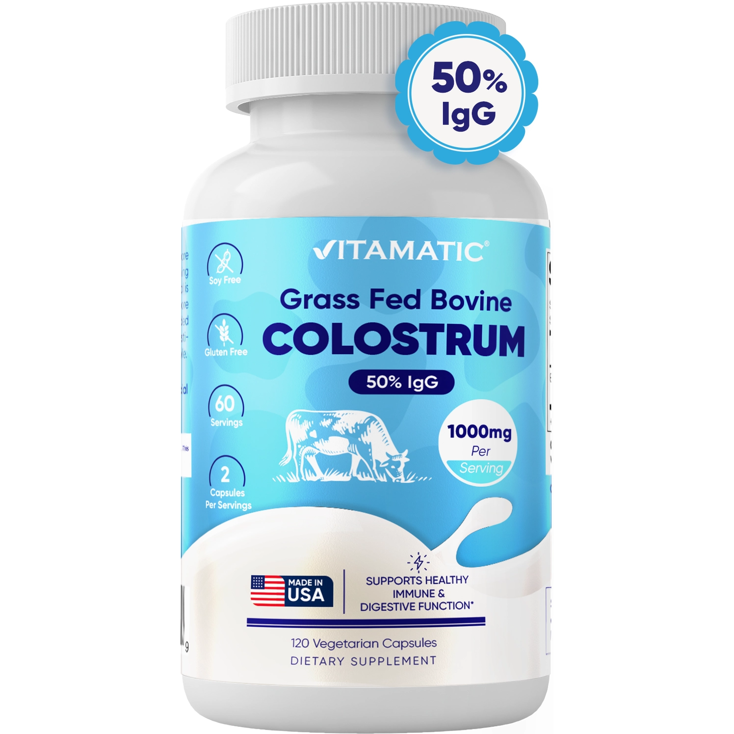 Vitamatic - Wholesale Oral Supplement/Vitamin - Vitamatic | Bovine Colostrum 1000 mg | 120 Capsules0