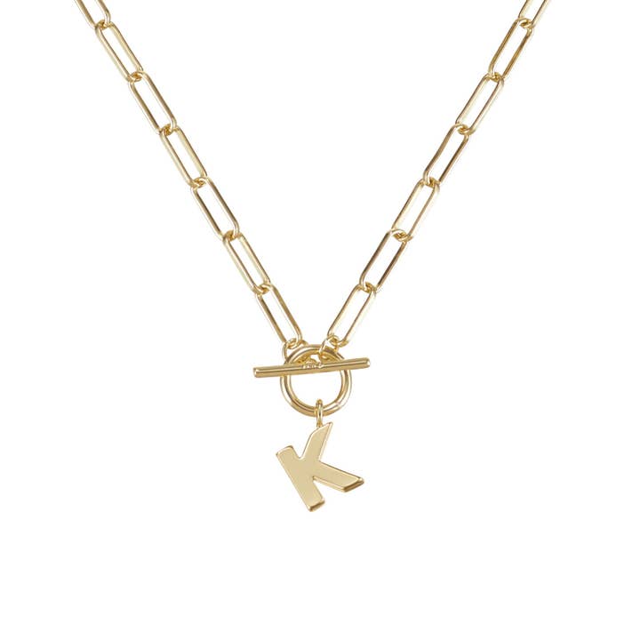 Natalie Wood Designs - Wholesale Pendant/Charm Necklace - Toggle Initial Necklace Pre-Pack, Gold14