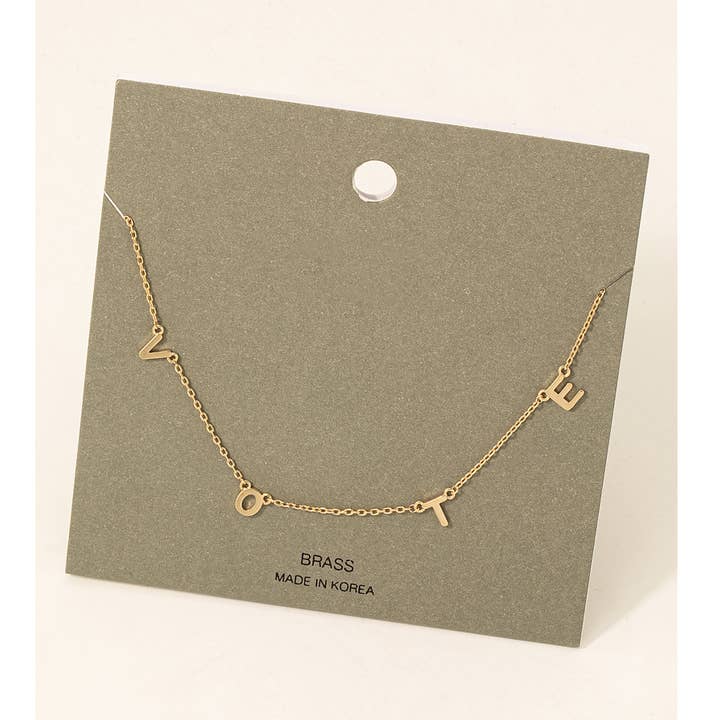 Dainty Vote Initial Charm Necklace for wholesale by Fame Accessories