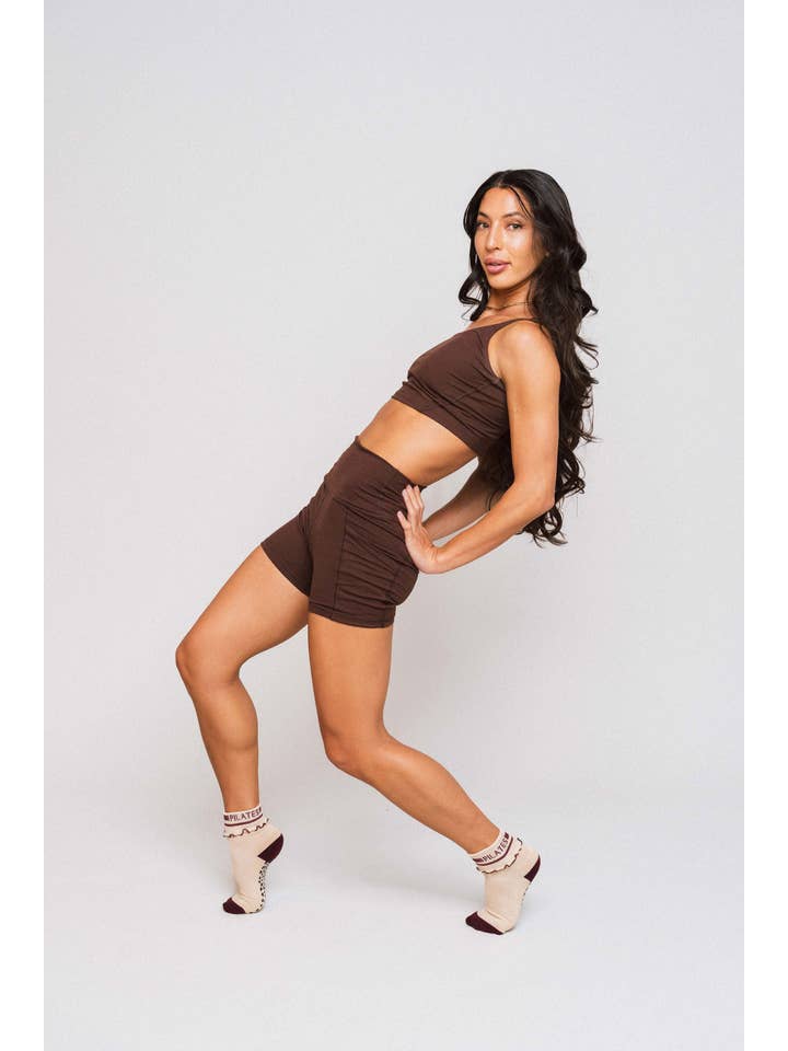 Pilates Honey - Wholesale Socks - Women's - Pilates and Stripes Foldover Ruffle Crew1