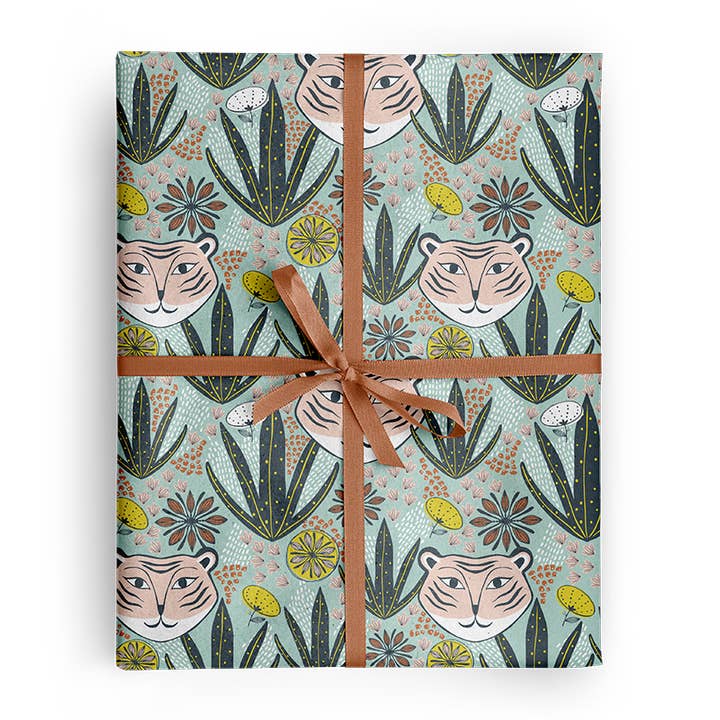 Mid-Century Tiger Wrapping Paper – 3 Rolls (3 Sheets Each) for wholesale by Amicreative