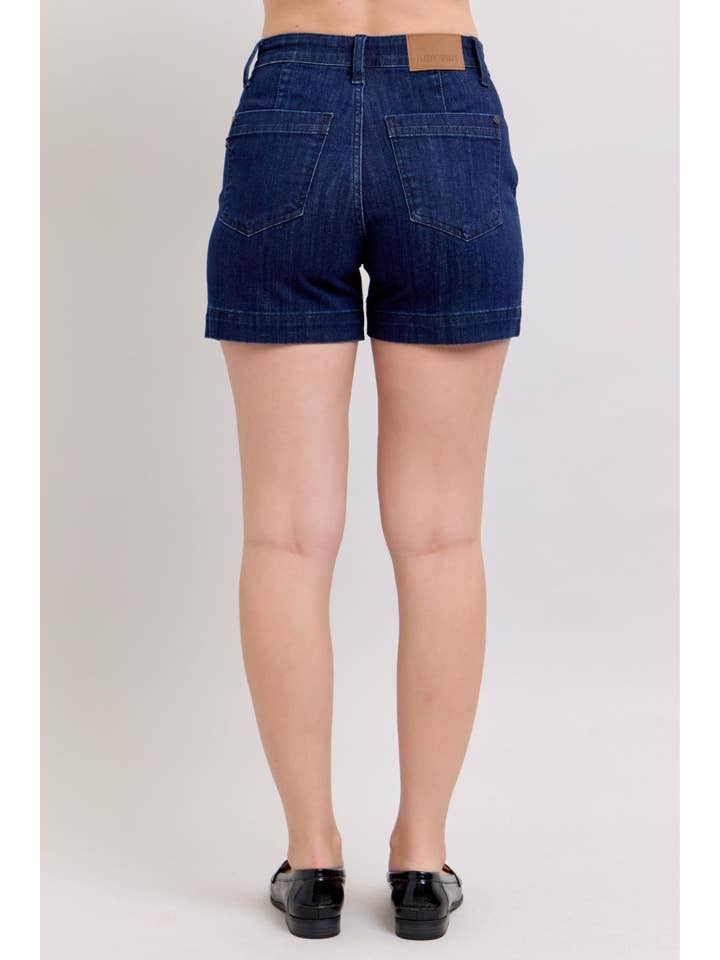 Watermelon Apparel – wholesale Shorts – Women’s – Judy Blue High Waist Dark Denim Trouser Shorts4