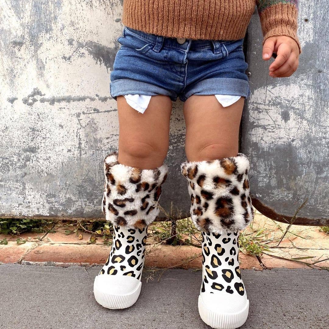 BOXBO - Vendita all'ingrosso Stivali da pioggia - Bambini - Stivali da pioggia per bambini con pelliccia leopardata - Gomma ecologica7